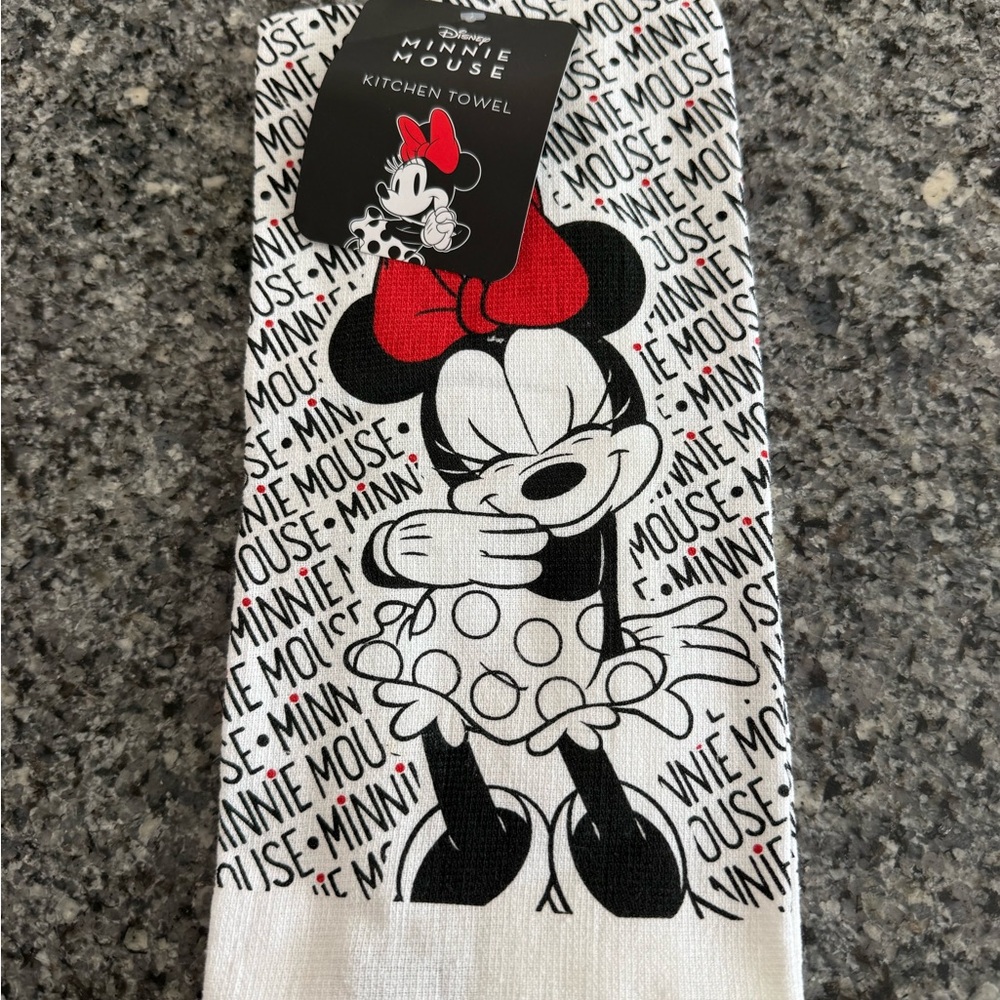 NWT Disney Minnie Mouse Kitchen Towel - Black, White, Red